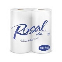 PAPEL HIGIENICO ROSAL PLUS 4 ROLLOS DE 600 HOJAS