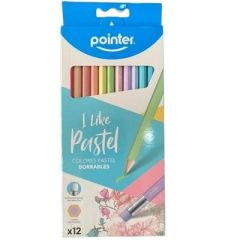 CREYONES DE MADERA POINTER PASTEL HCP-12T 12 COLORES